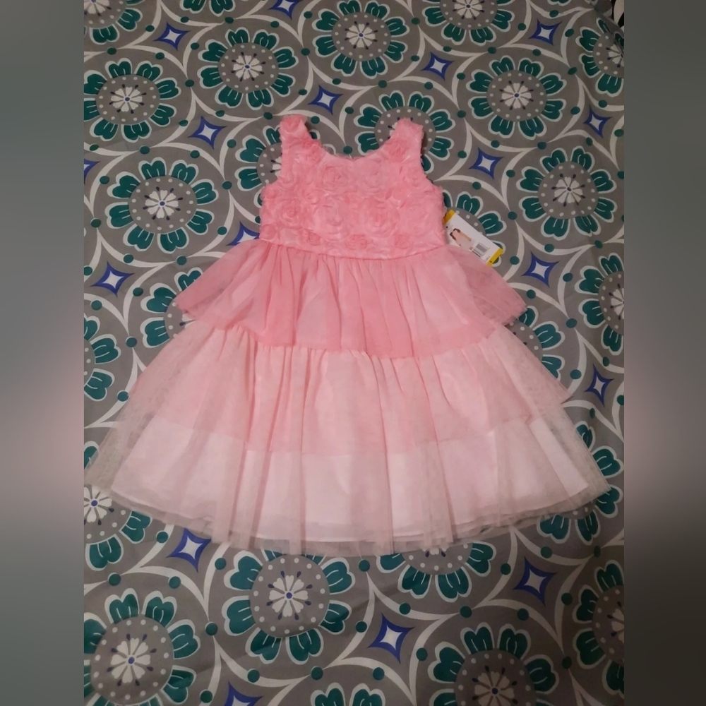 Bonnie Jean Pink Rosette Flower Girl Sleeveless Ruffle Dress 2 3 4 6 Wedding NEW